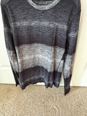 lululemon athletica Men's Striped Crewneck Sweater - Black & Gray